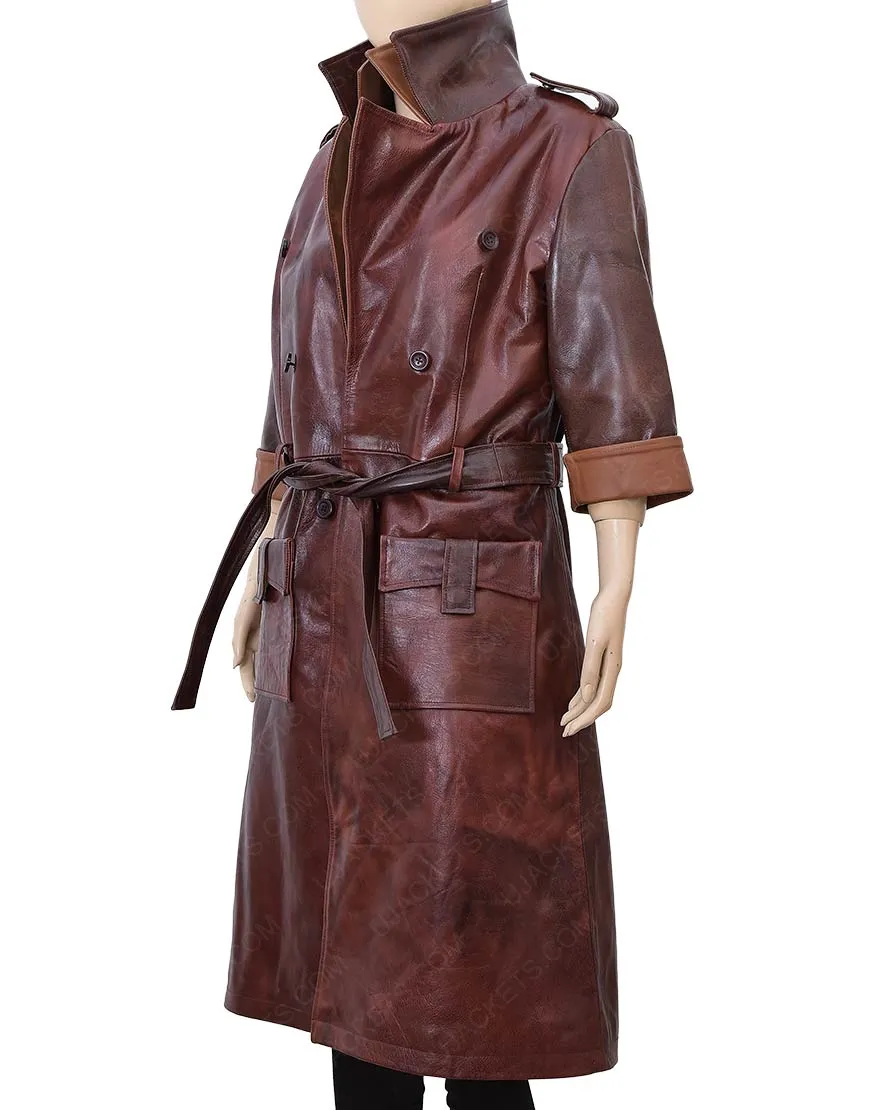 Fallout 4 Piper Coat | Red Belted Trench Coat - Ujackets