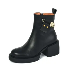 Fashion Thick Bottom Ankle Boots / Women's Soft Genuine Leather Platform Boots