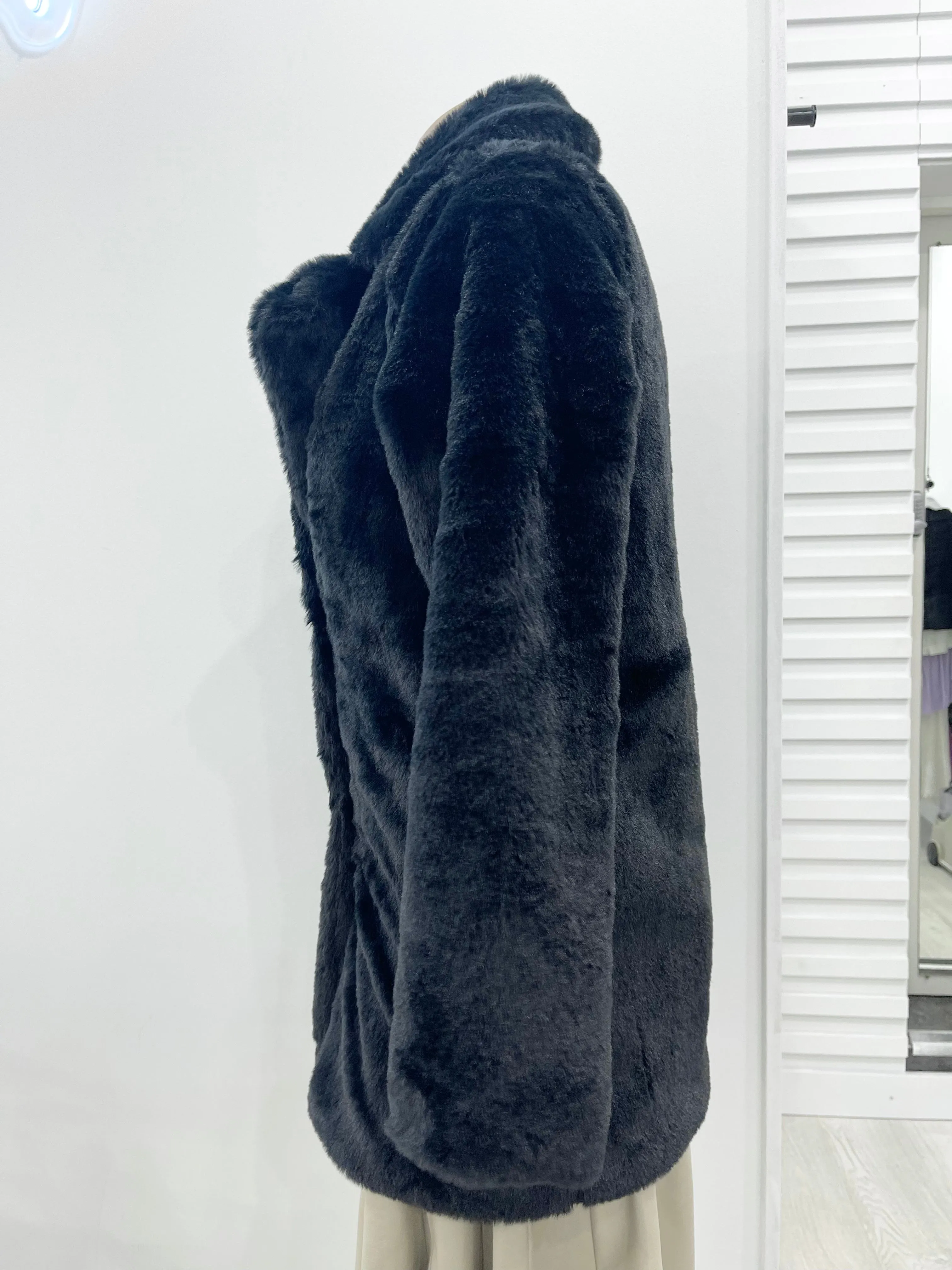 Faux Fur Coat - Black