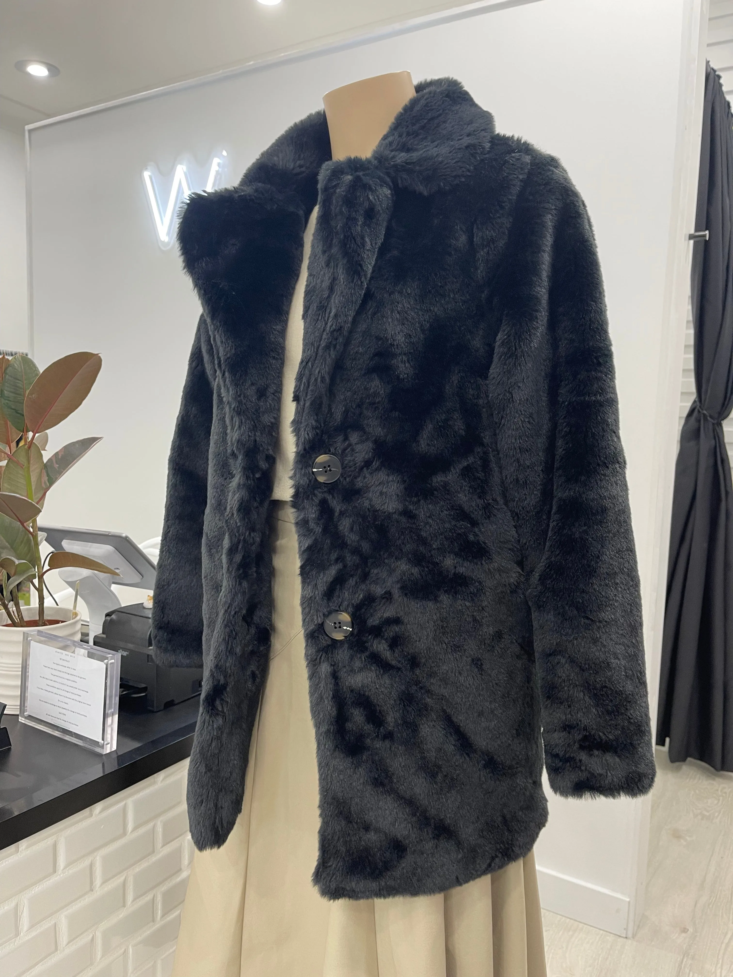 Faux Fur Coat - Black