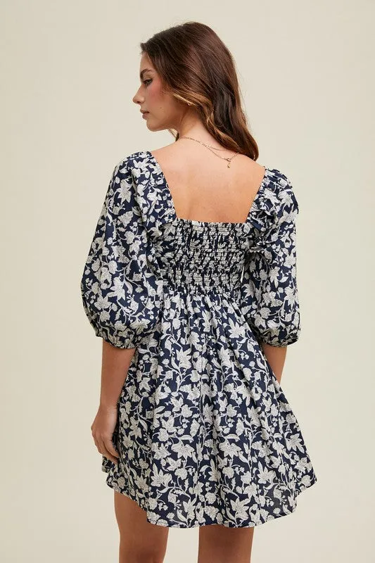 Faye Floral Ruched Mini Dress