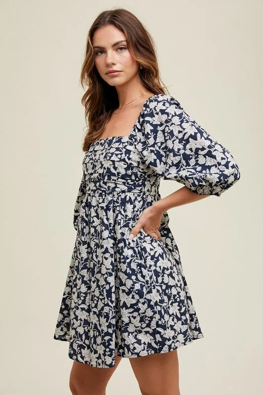 Faye Floral Ruched Mini Dress