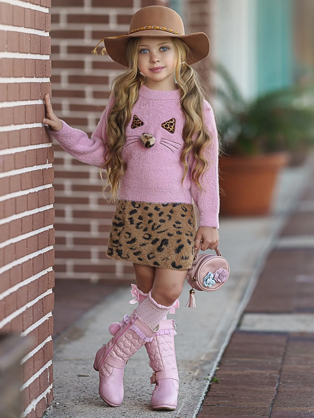 Feline Fierce Sweater and Leopard Skirt Set