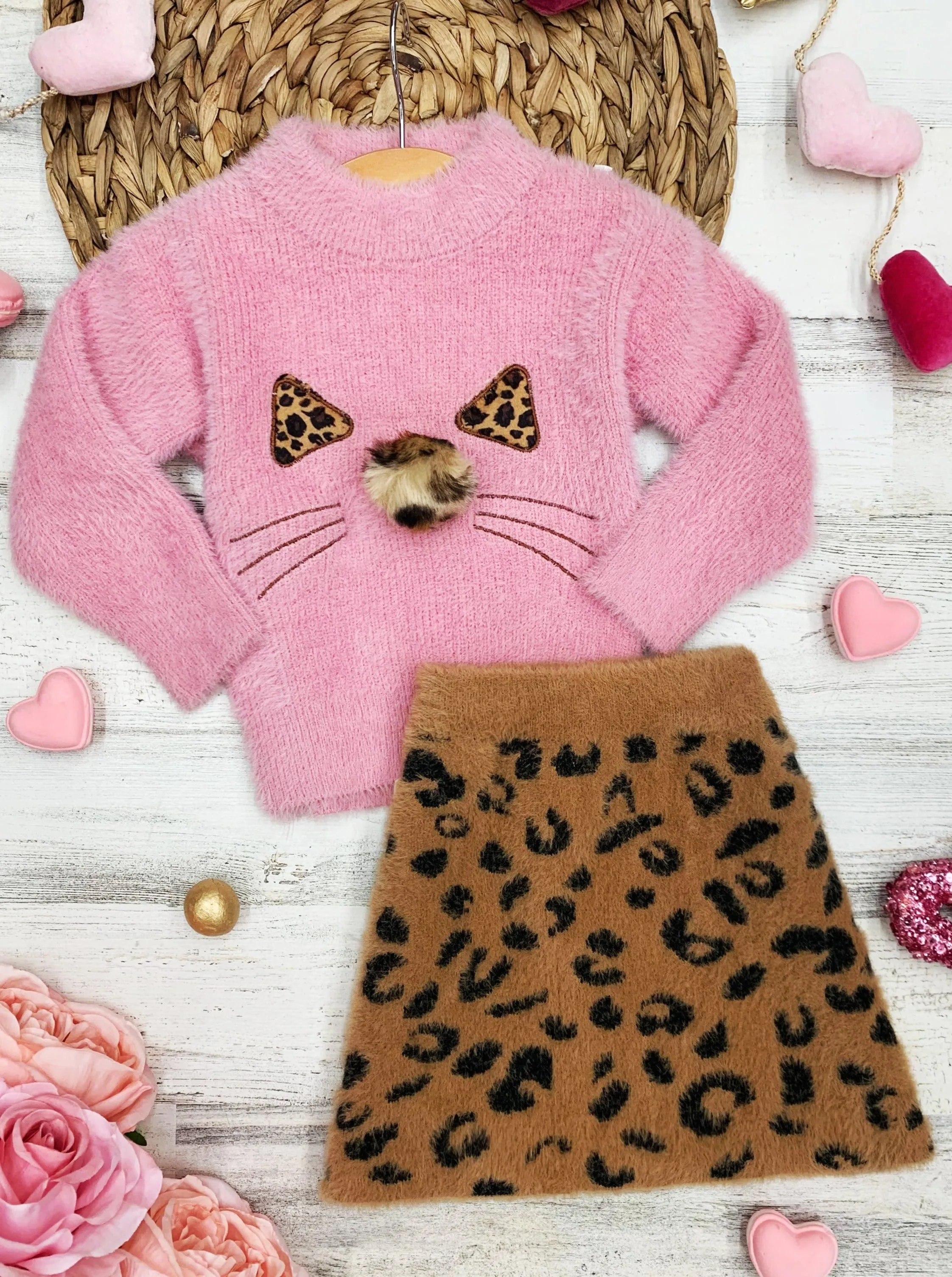 Feline Fierce Sweater and Leopard Skirt Set