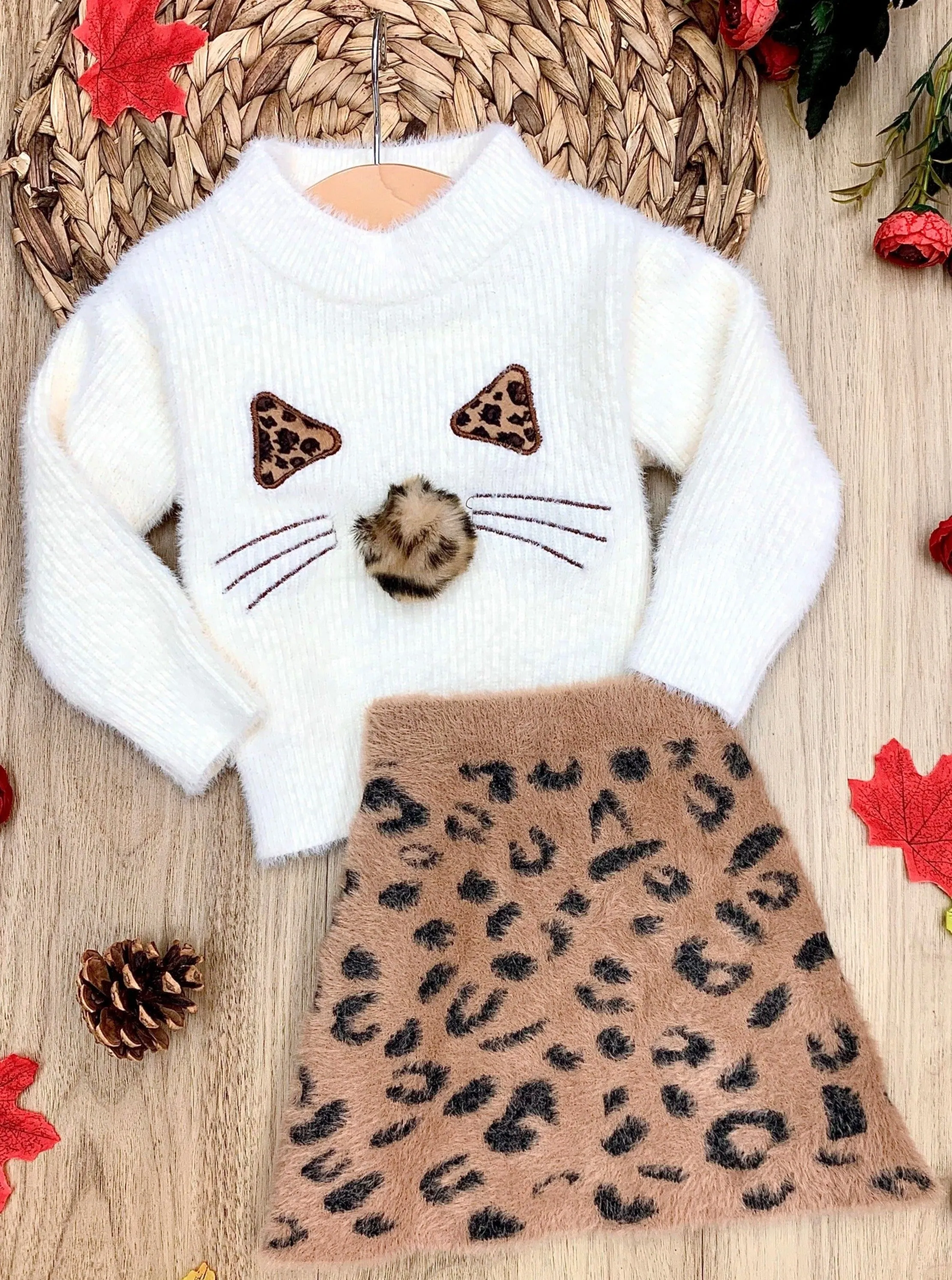 Feline Fierce Sweater and Leopard Skirt Set