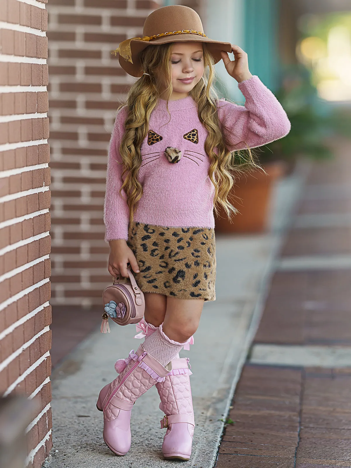 Feline Fierce Sweater and Leopard Skirt Set