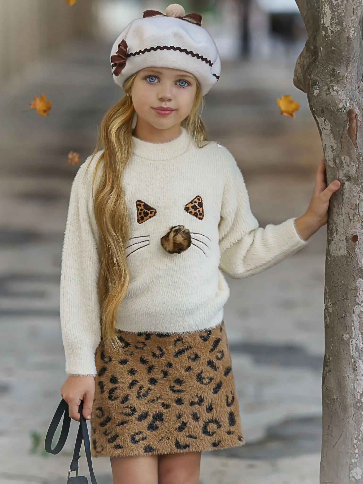 Feline Fierce Sweater and Leopard Skirt Set