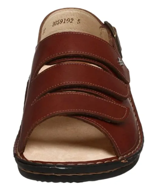 Finn Comfort Womens Sylt Strap Sandal- Brandy Smooth Leather