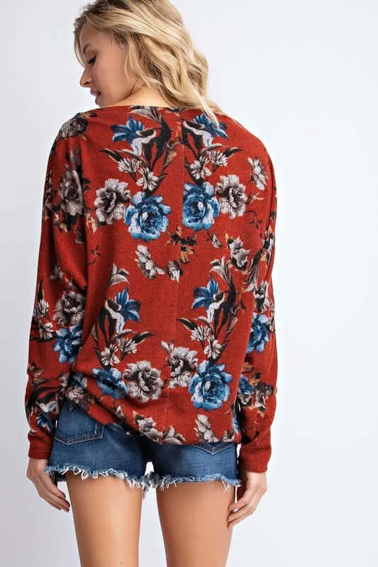 Floral Print Tie Waist Top