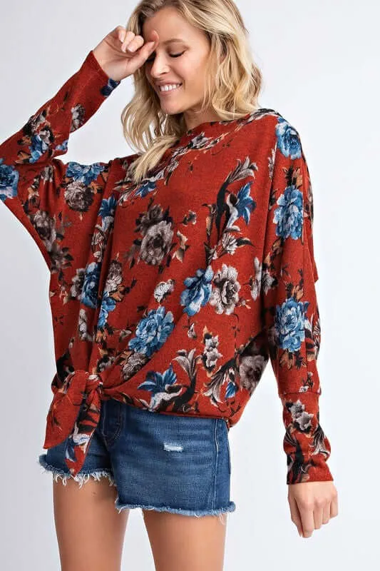 Floral Print Tie Waist Top