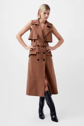 French Connection Azra Twill Sleeveless Trench Coat - Camel