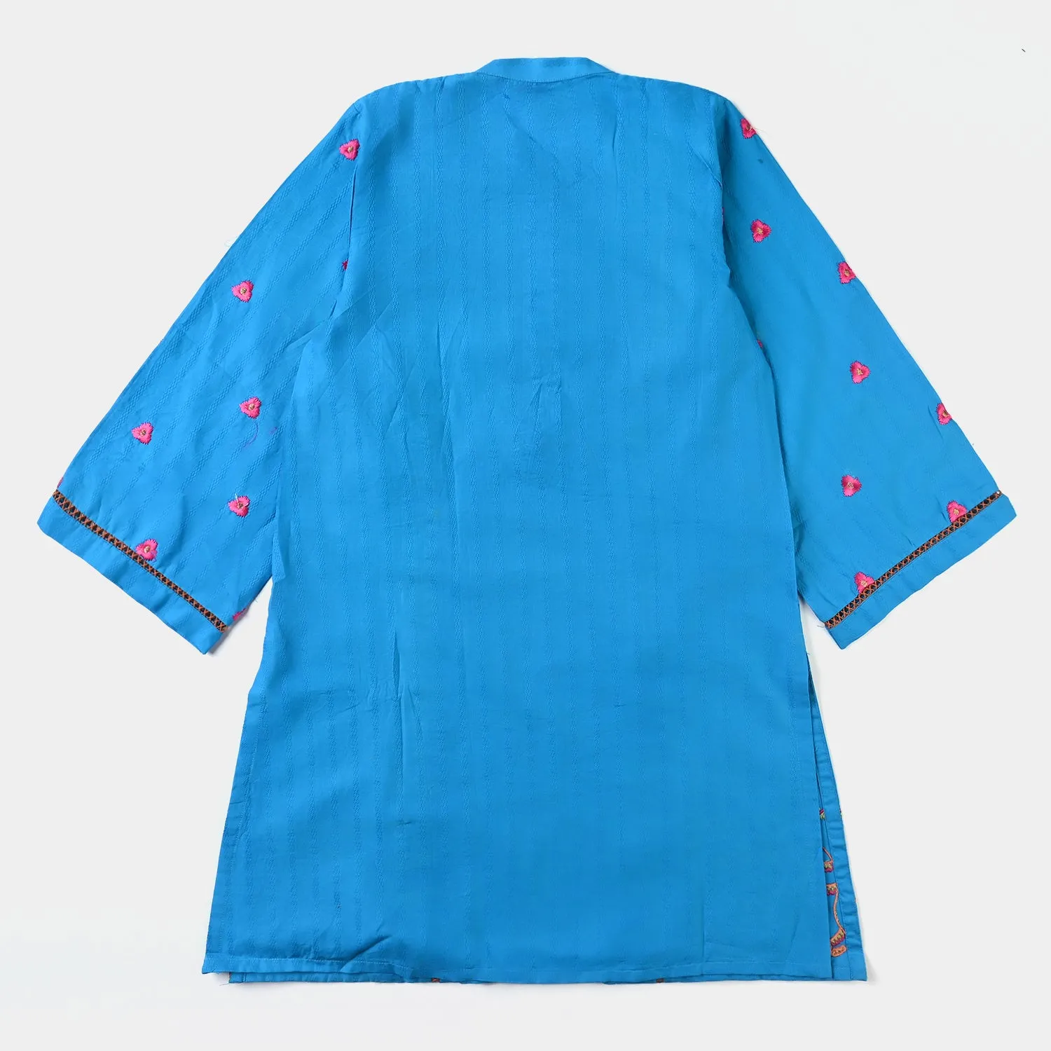 Girls Jacquard EMB Kurti Elephant-Teal