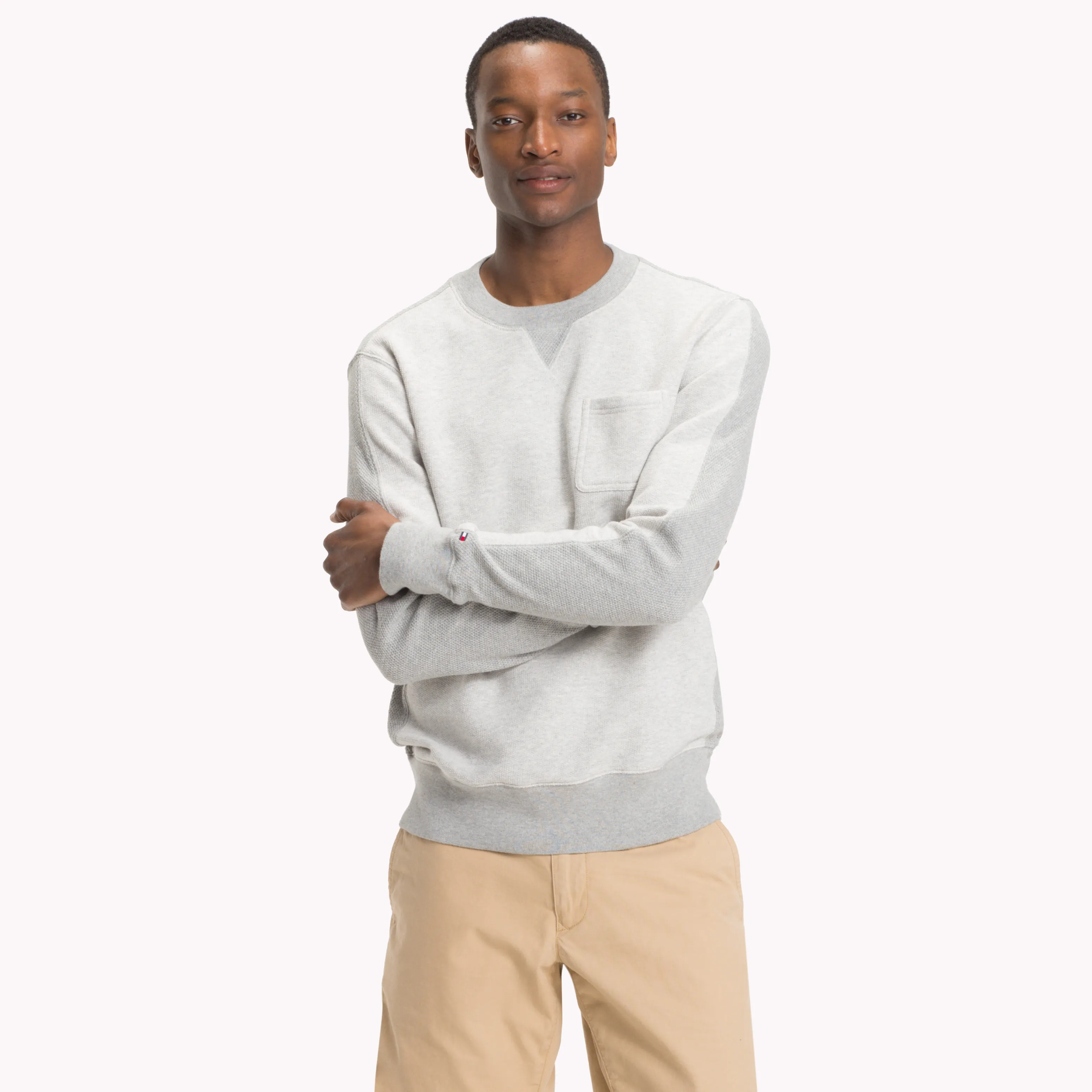 Grey Cotton Crew Neck Knit Sweatshirt | Sweatshirts & Hoodies | Tommy Hilfiger