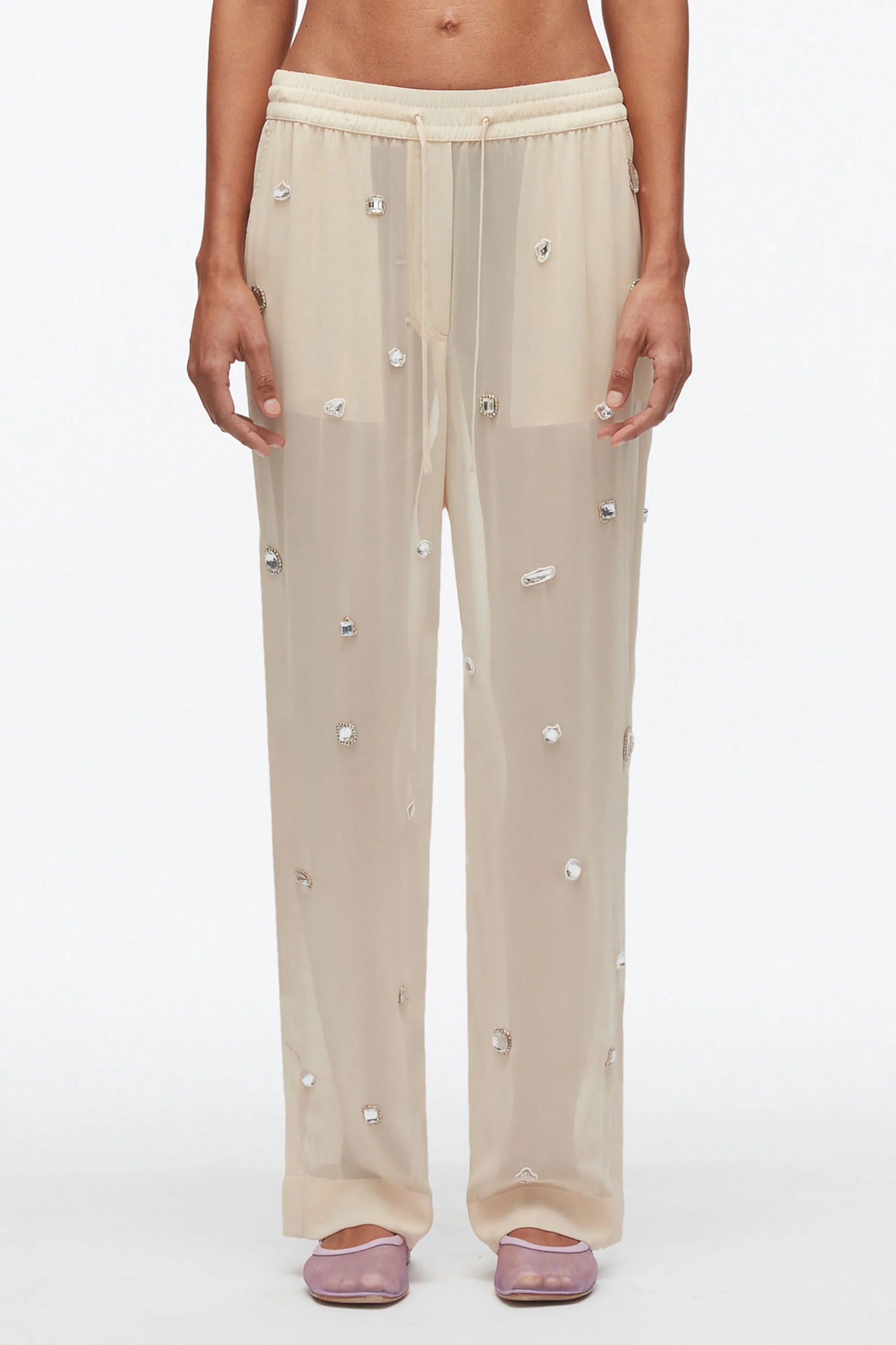 Halo Embroidered Chiffon Pant