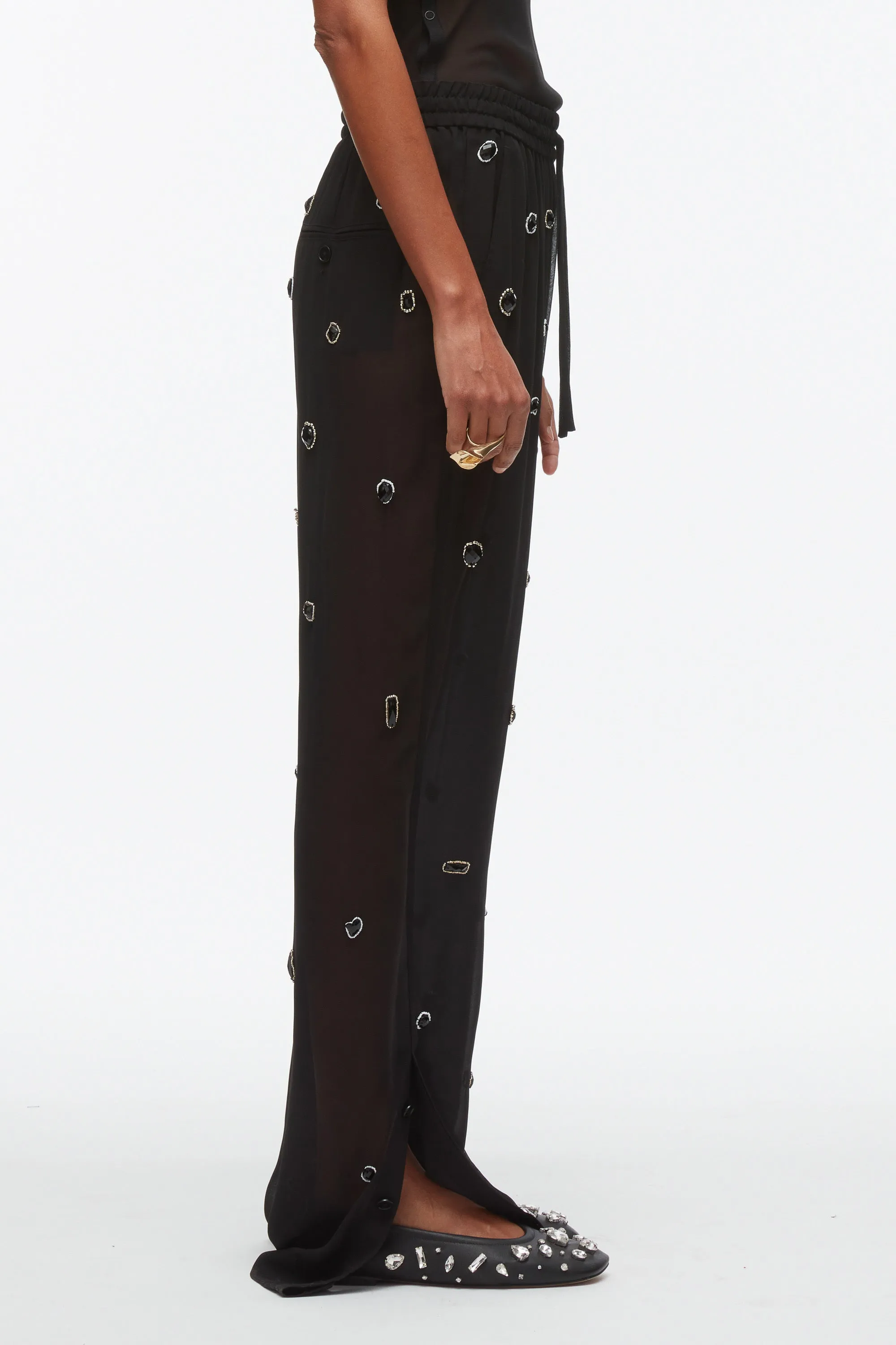 Halo Embroidered Chiffon Pant