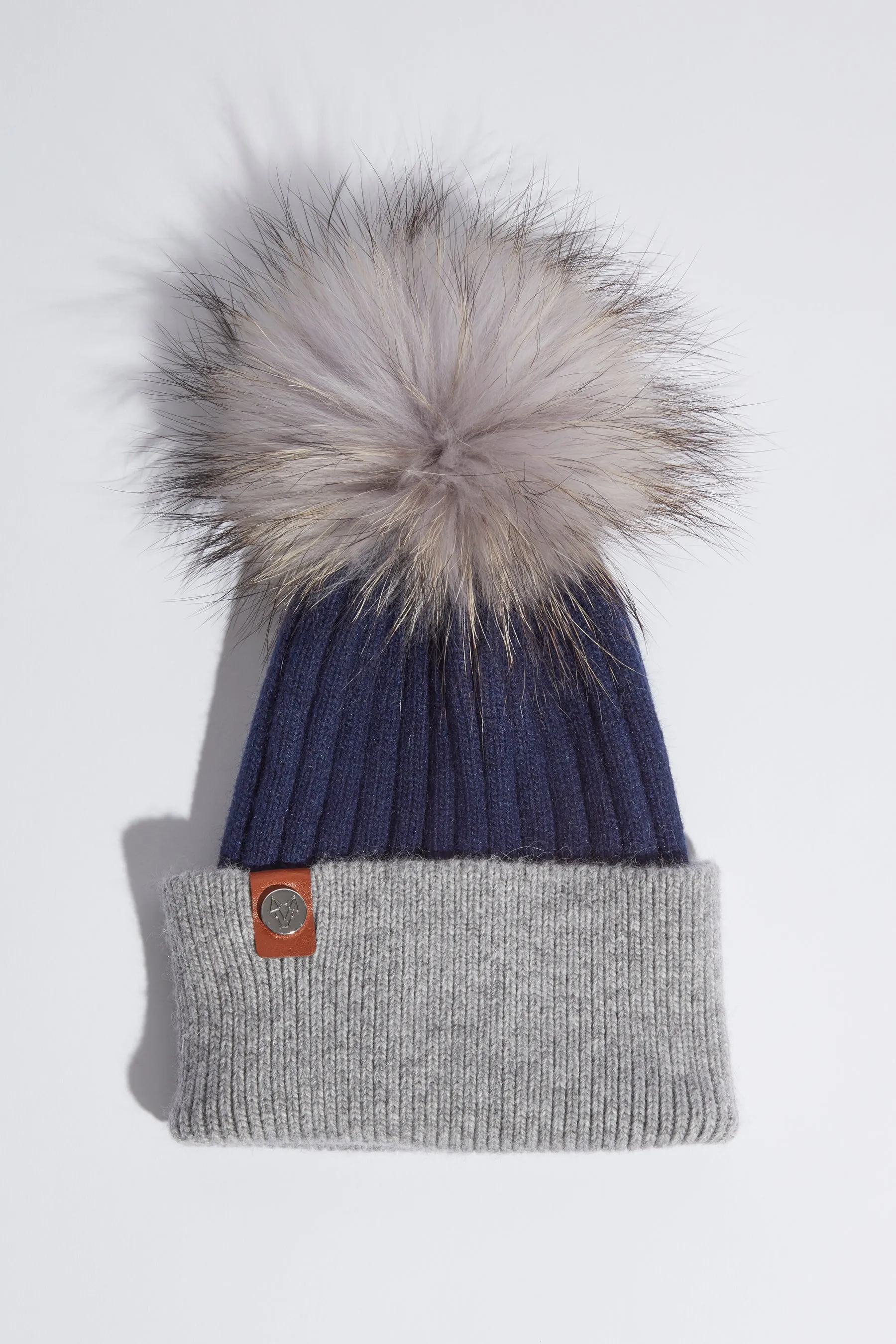 Harley Pom Pom Hat - Navy/Grey