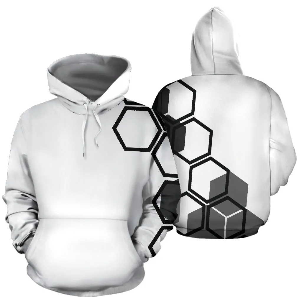 Hexagons white men's hoodie