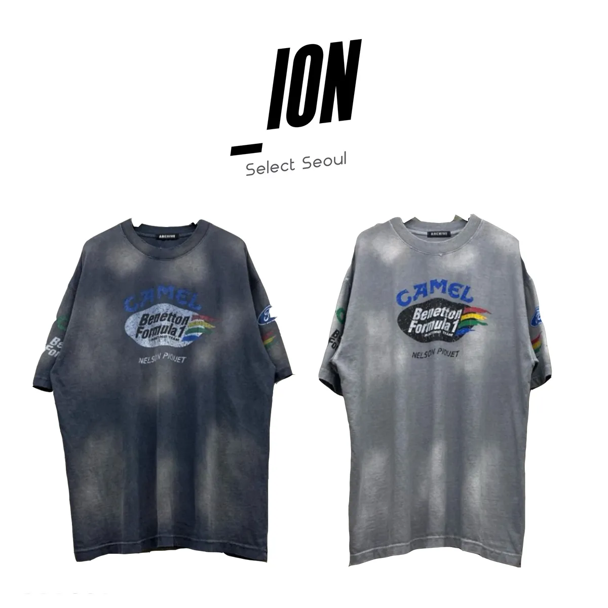 IONSEOUL  |Unisex Street Style Cotton Oversized Logo T-Shirts