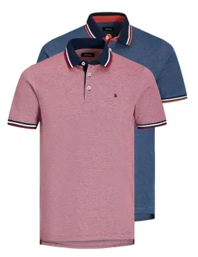 Jack & Jones Paulos 2 Pack Polo Shirt Rio Red