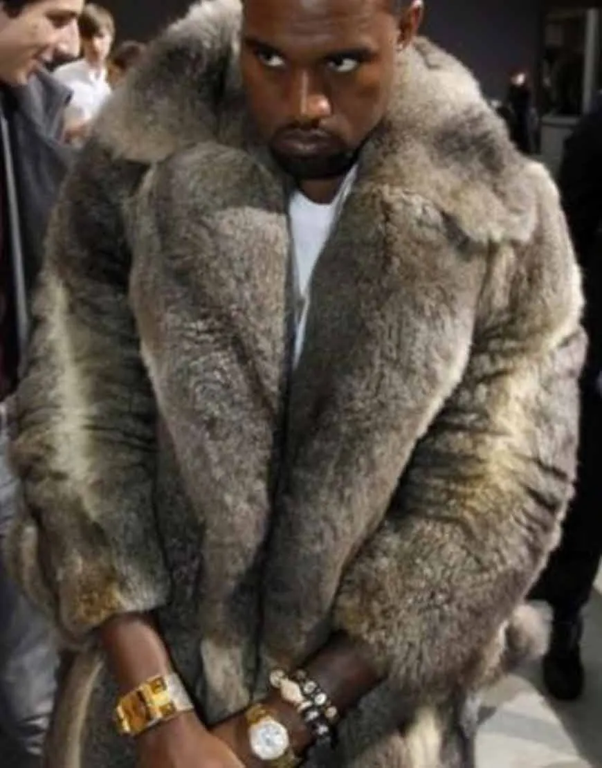 Kanye West Fur Trench Coat | Men's Faux Fur Coat | Ujackets.com