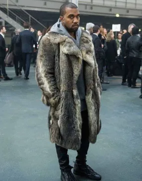 Kanye West Fur Trench Coat | Men's Faux Fur Coat | Ujackets.com