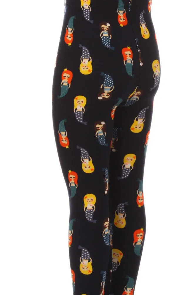 Kid's Little Mermaid Pattern Printed Leggings