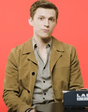 LAD Bible Tom Holland Brown Coat | Suede Leather Coat | ujackets.com