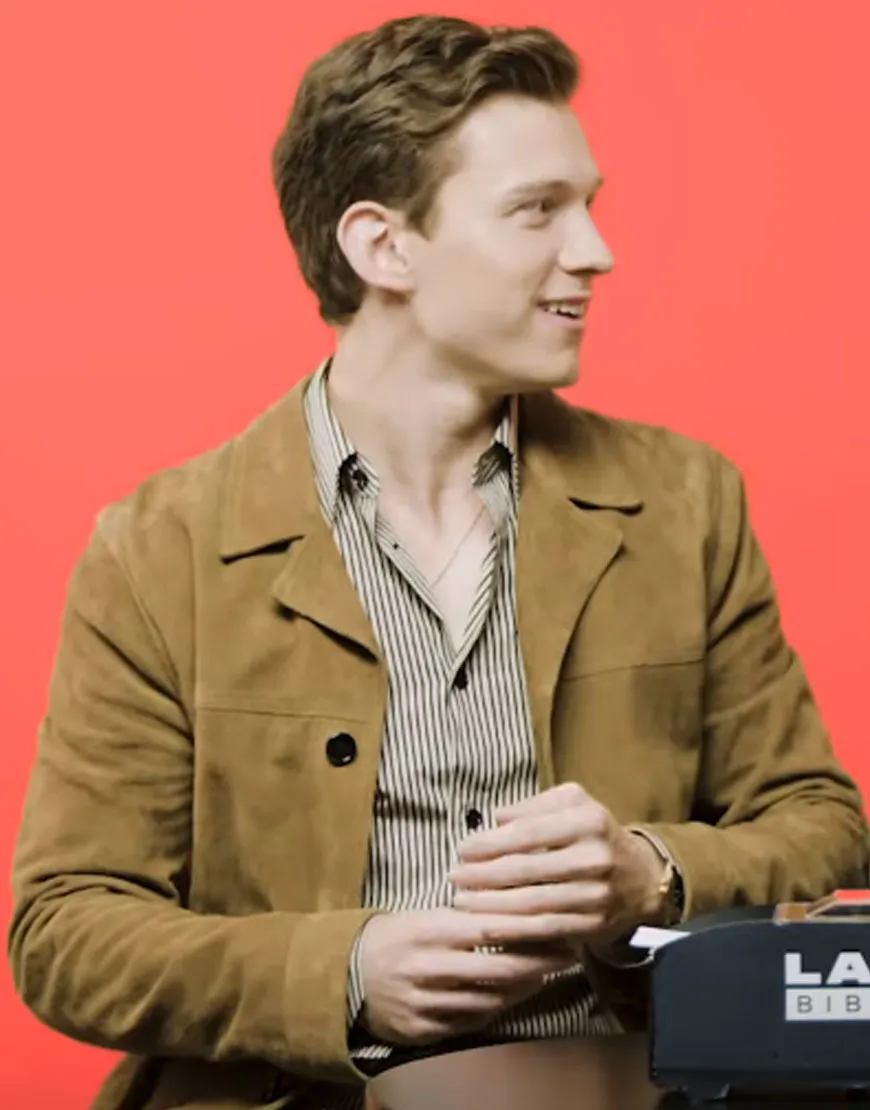 LAD Bible Tom Holland Brown Coat | Suede Leather Coat | ujackets.com