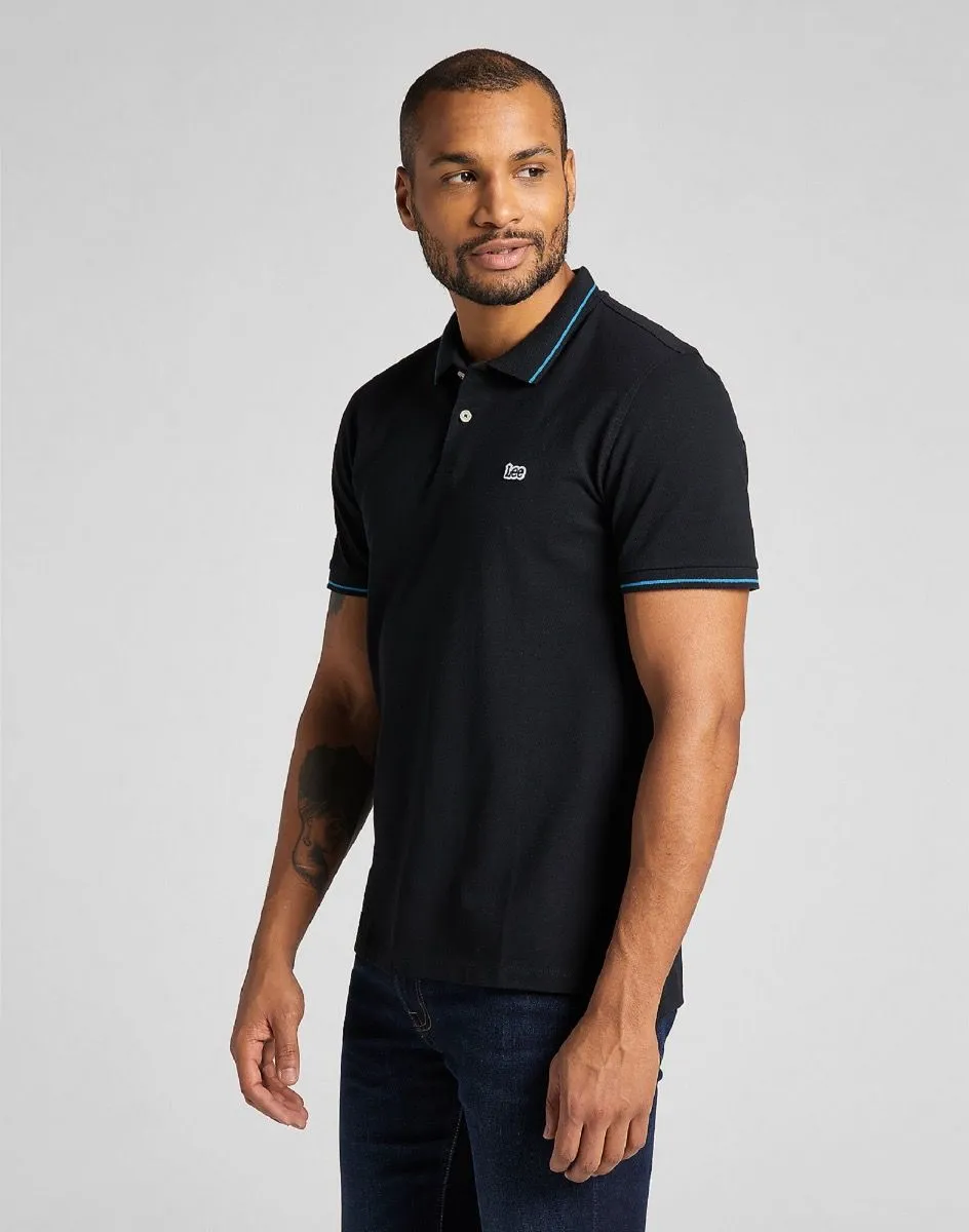 Lee Pique Short Sleeve Polo Shirt Black