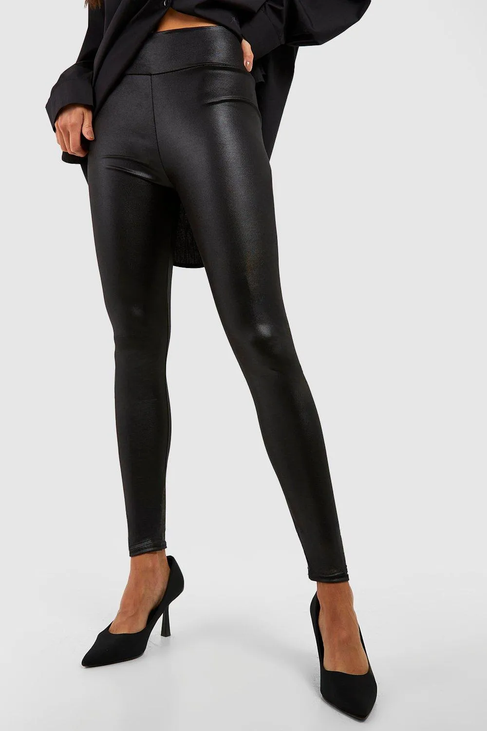 Leggings | High Waisted Wet Look Leggings | boohoo