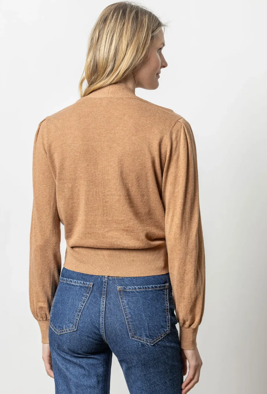 Lilla P Long Sleeve Surplice Sweater in Bourbon