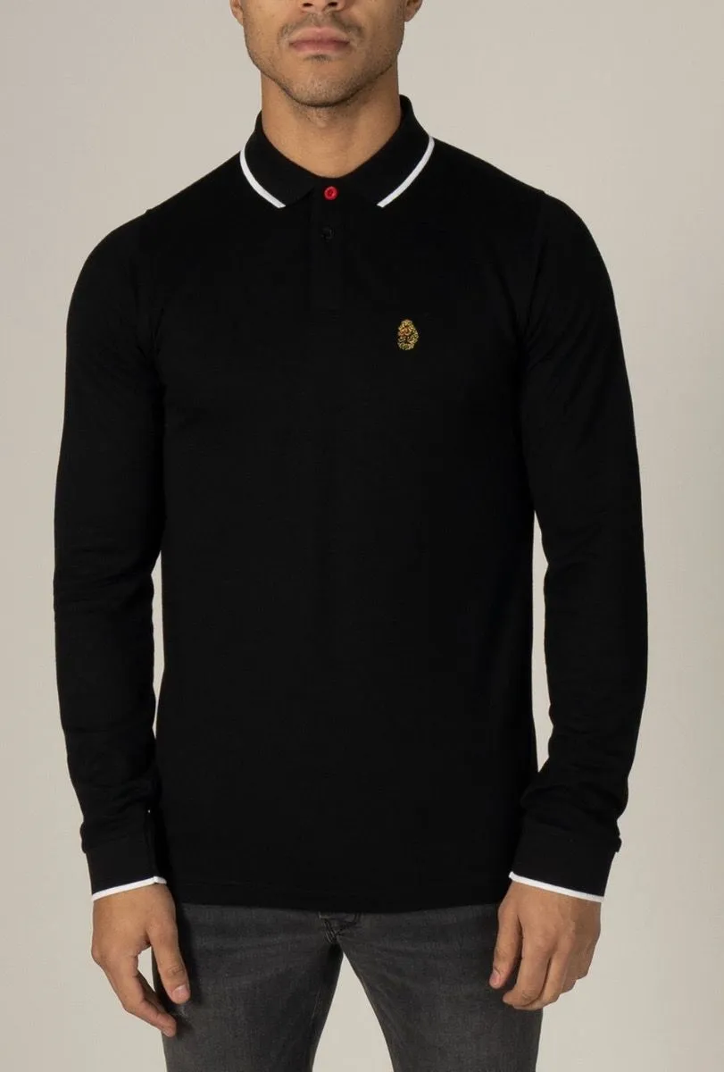 Luke 1977 Meadtastic Sport Long Sleeve Pique Polo Shirt Jet Black