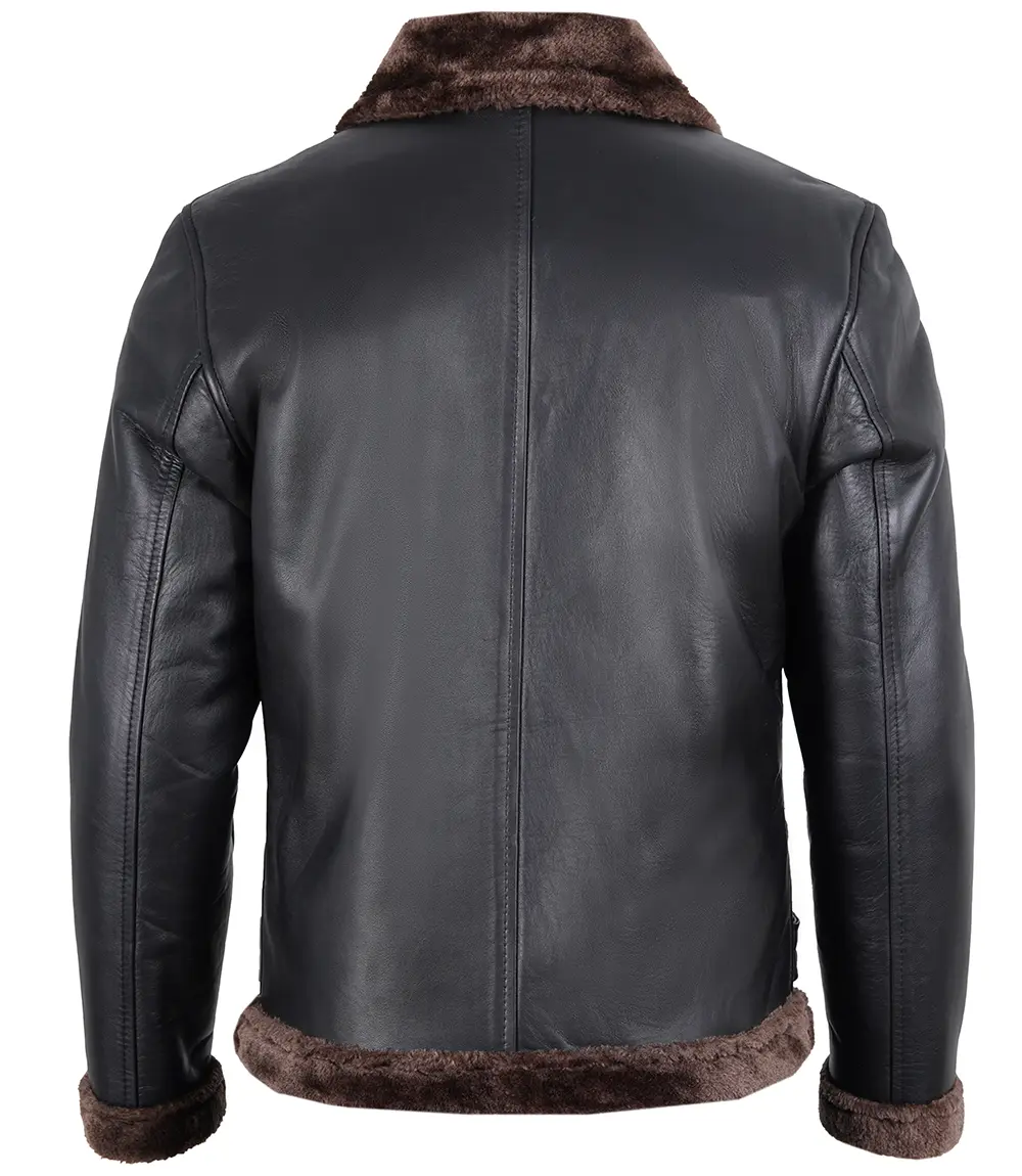 Men's Black Shearling Leather Jacket