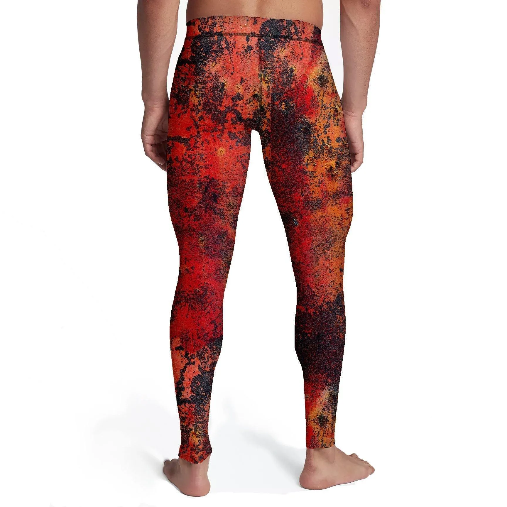 Men's Distressed Red Metal Tights