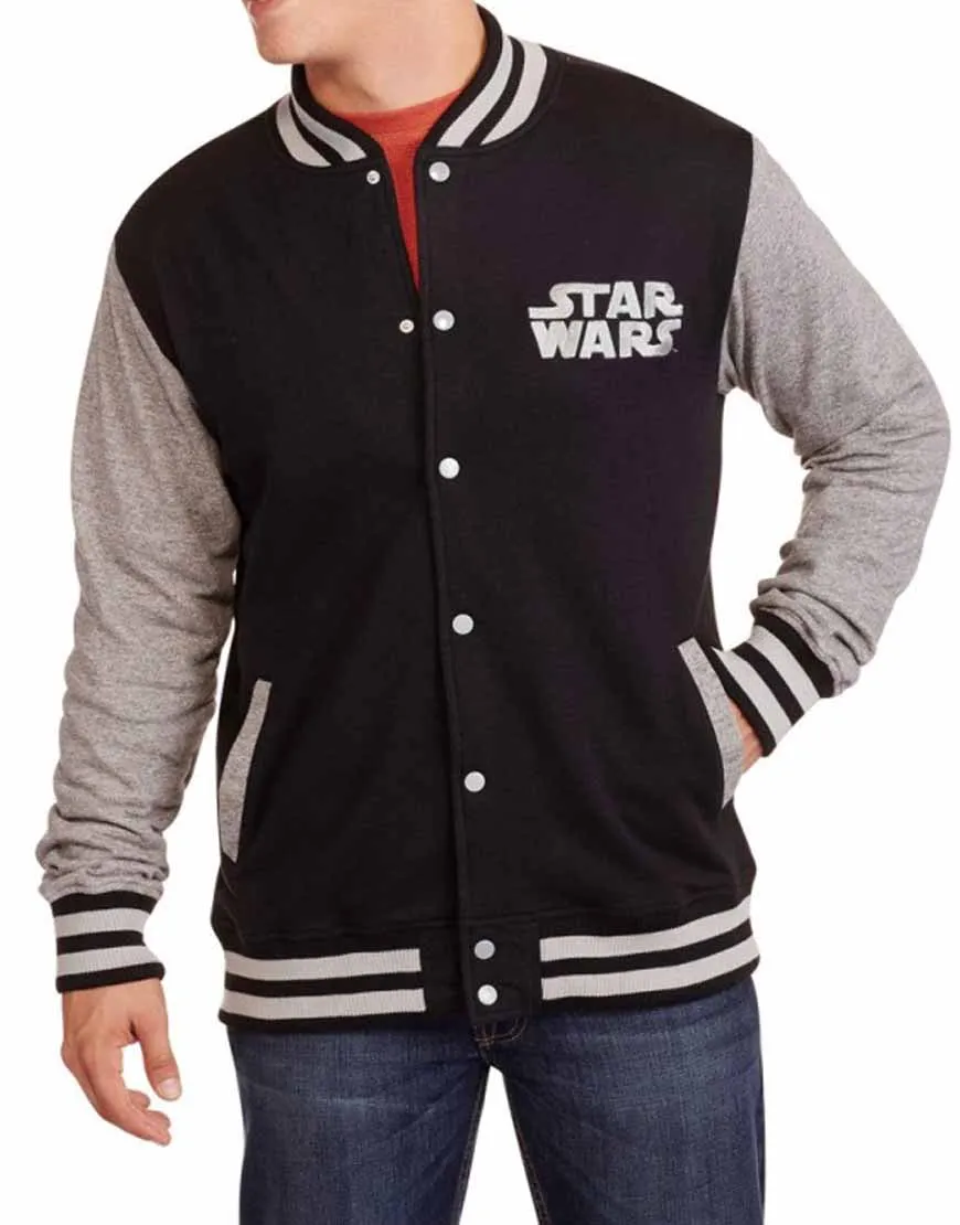 Mens Star Wars Varsity Jacket with Jersey Sleeves - Ujackets