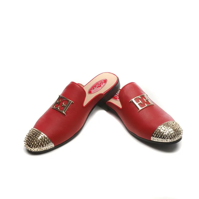 Men's Synthetic Leather Metal Toe Street Style Handmade Casual Slippers