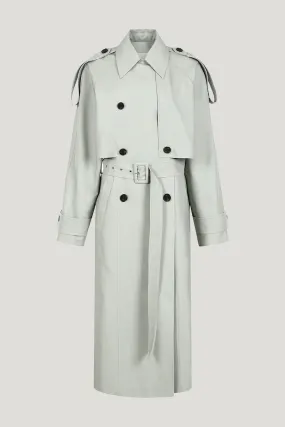 Mint Grey Cut Out Detailed Trench Coat