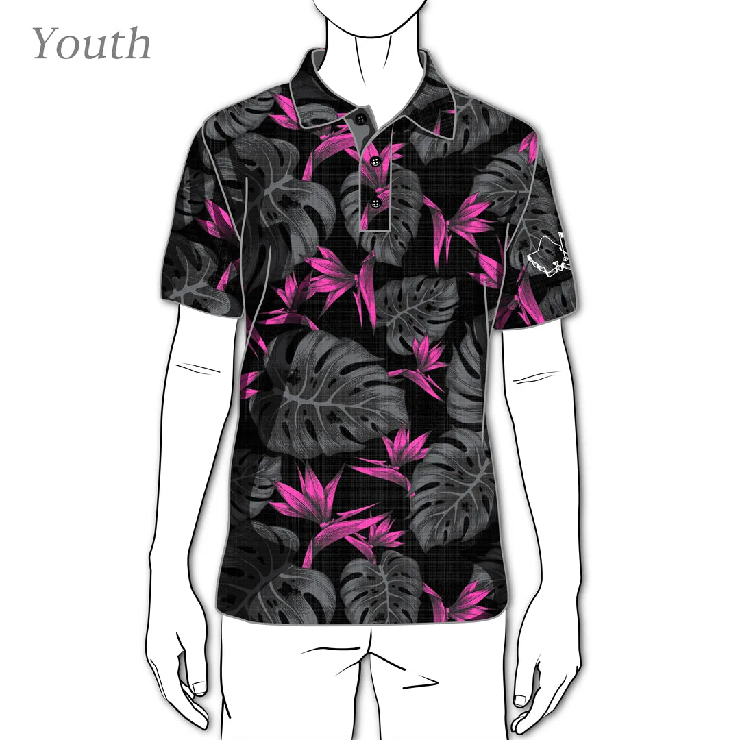 Monstera - OGA Youth Polo - Gray & Pink