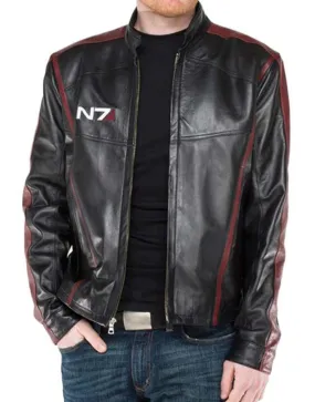 N7 Mass Effect Game Jacket | Video Game Black Leather Jacket | ujackets