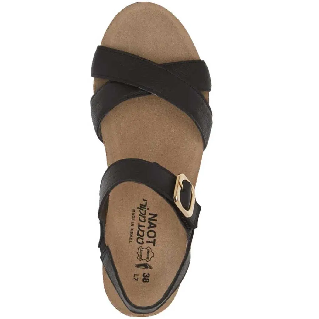 Naot Throne Wedge Sandal Soft Black (Women's)