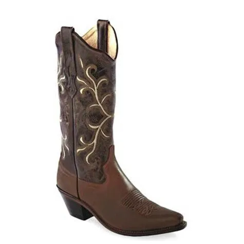 Old West Women's Embroidered Snip Toe Western Boots - Brown LF1571