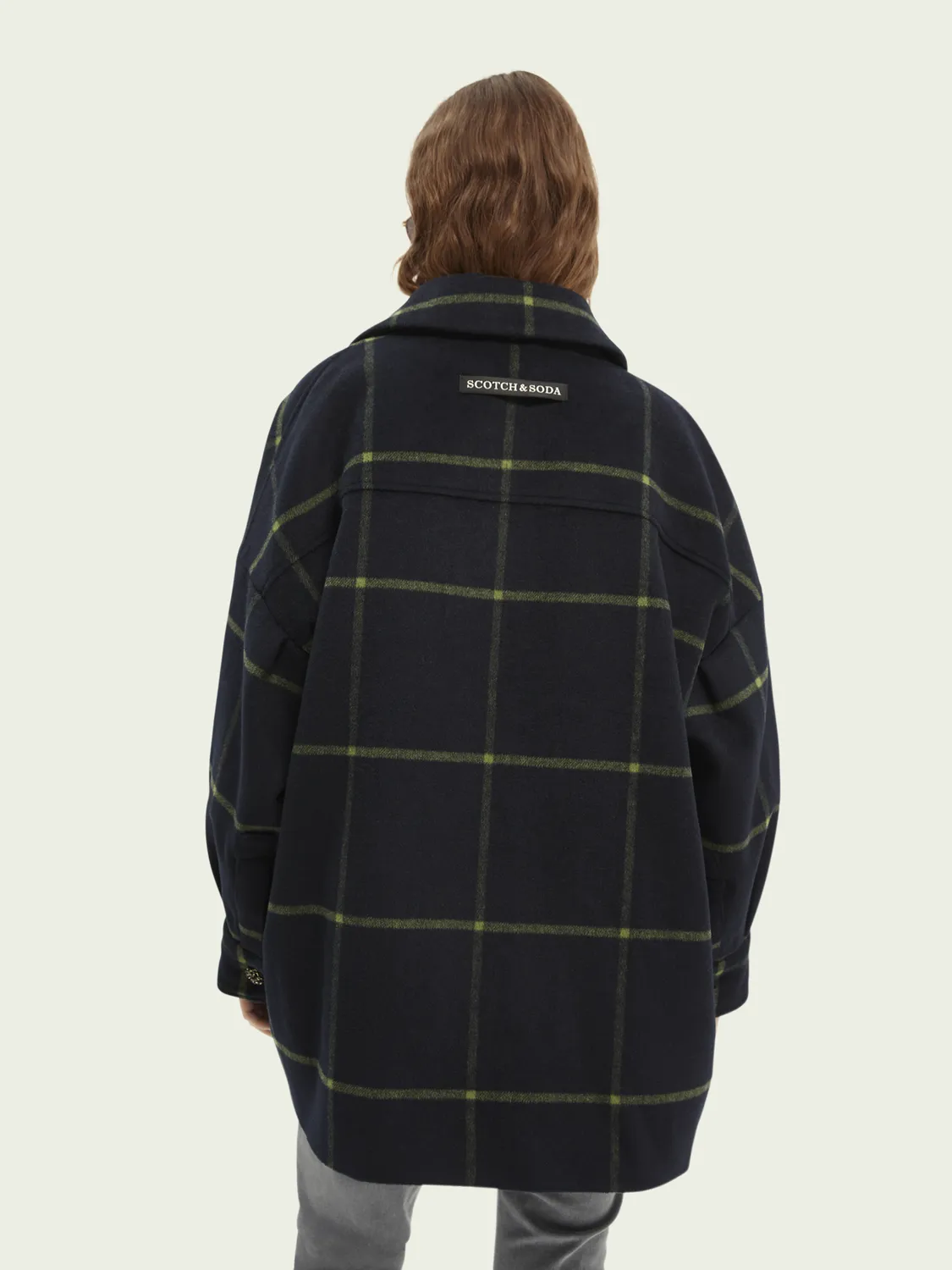 Padded Checked Wool Blend Jacket