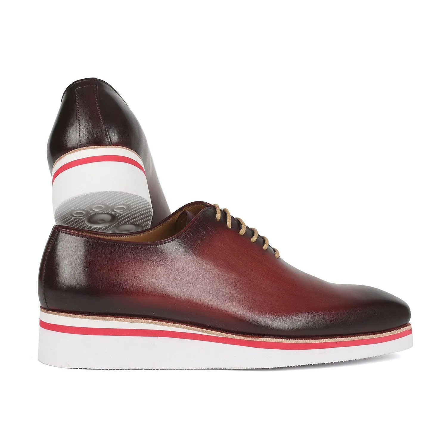 Paul Parkman 191-BRD Men's Shoes Bordeaux Calf-Skin Leather Smart Casual Wholecut Oxfords (PM6372)