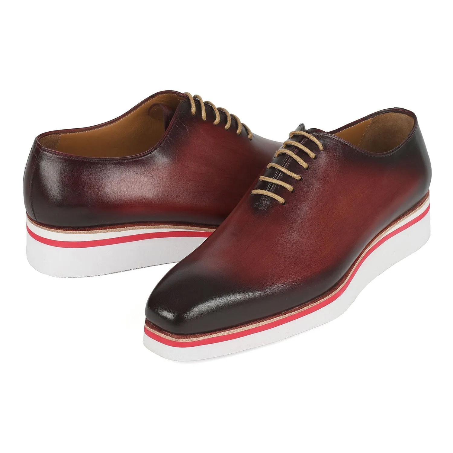 Paul Parkman 191-BRD Men's Shoes Bordeaux Calf-Skin Leather Smart Casual Wholecut Oxfords (PM6372)