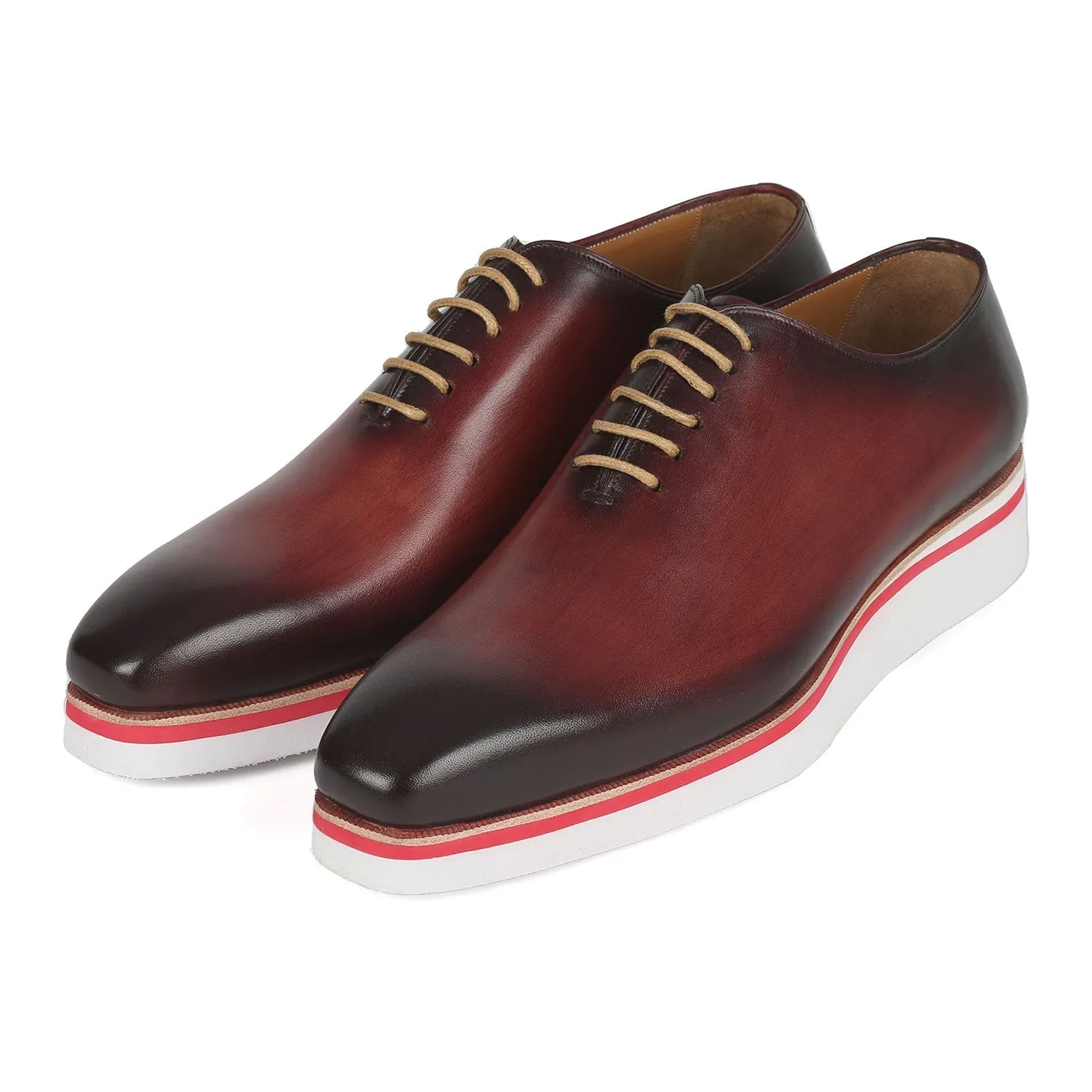 Paul Parkman 191-BRD Men's Shoes Bordeaux Calf-Skin Leather Smart Casual Wholecut Oxfords (PM6372)