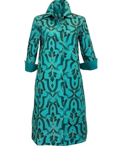 Perlavera Women's Green Clara Tile Aqua Dress