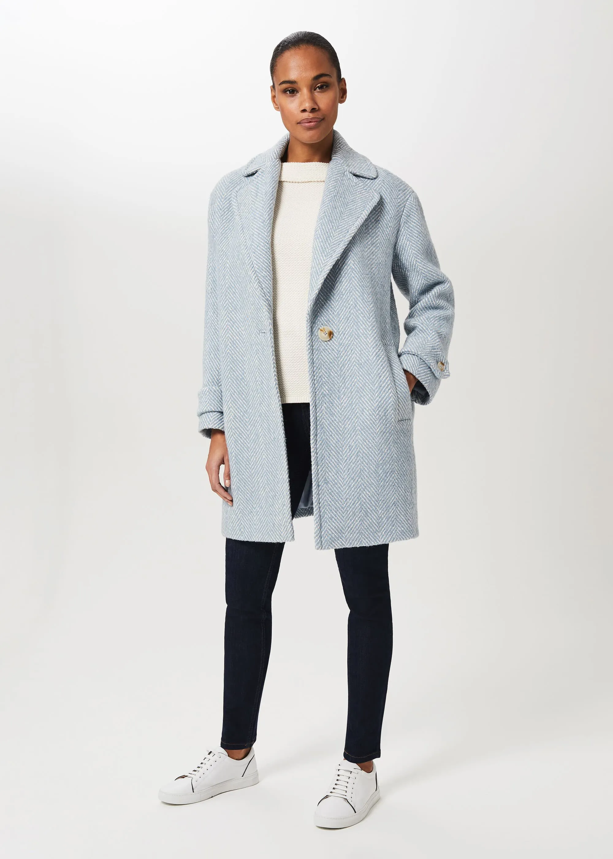 Petite Carmen Herringbone Coat With Wool 