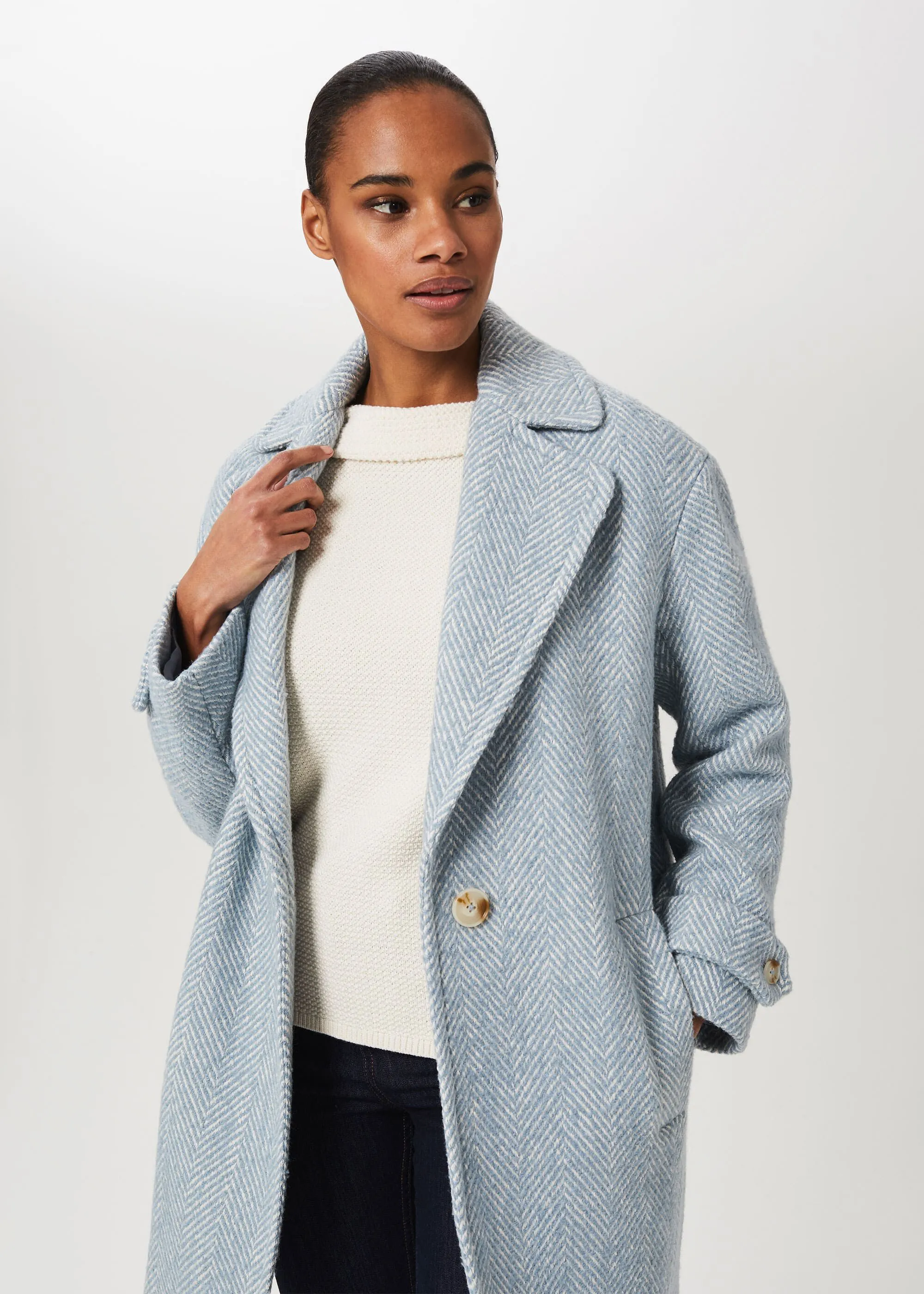 Petite Carmen Herringbone Coat With Wool 