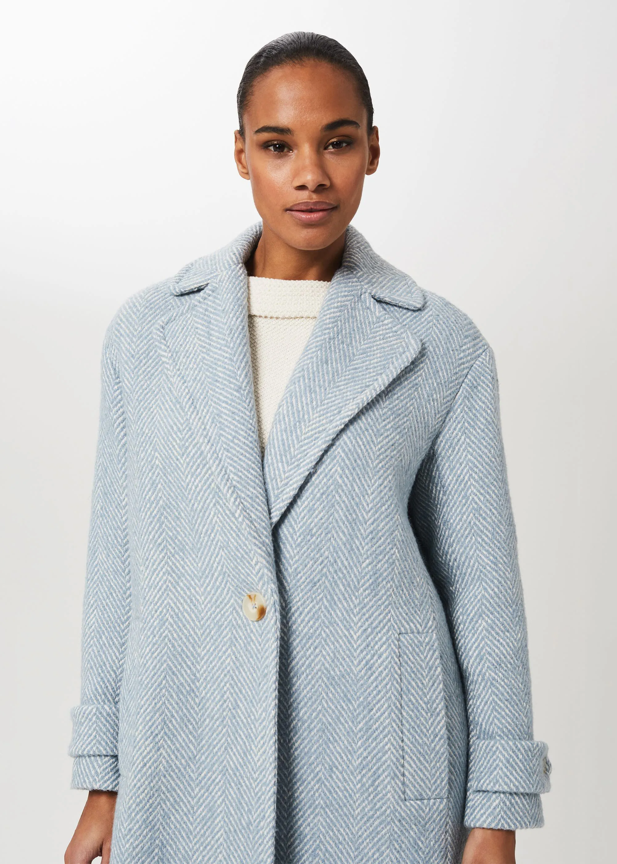 Petite Carmen Herringbone Coat With Wool 