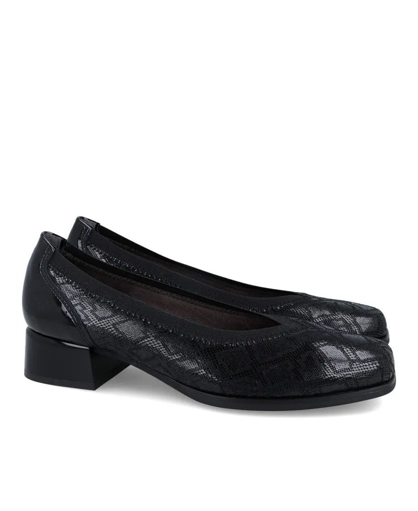 Pitillos 5424 Black snake ballerina with heel